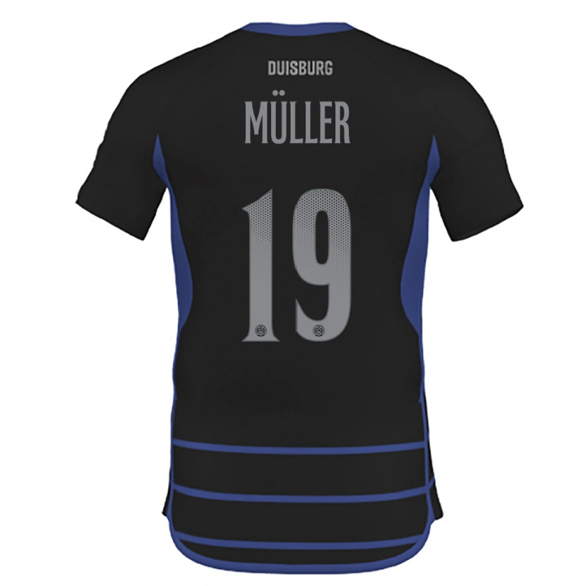 Danxen Herren Leon Müller #19 Schwarz Blau Auswärtstrikot Trikot 2025/26 T-Shirt