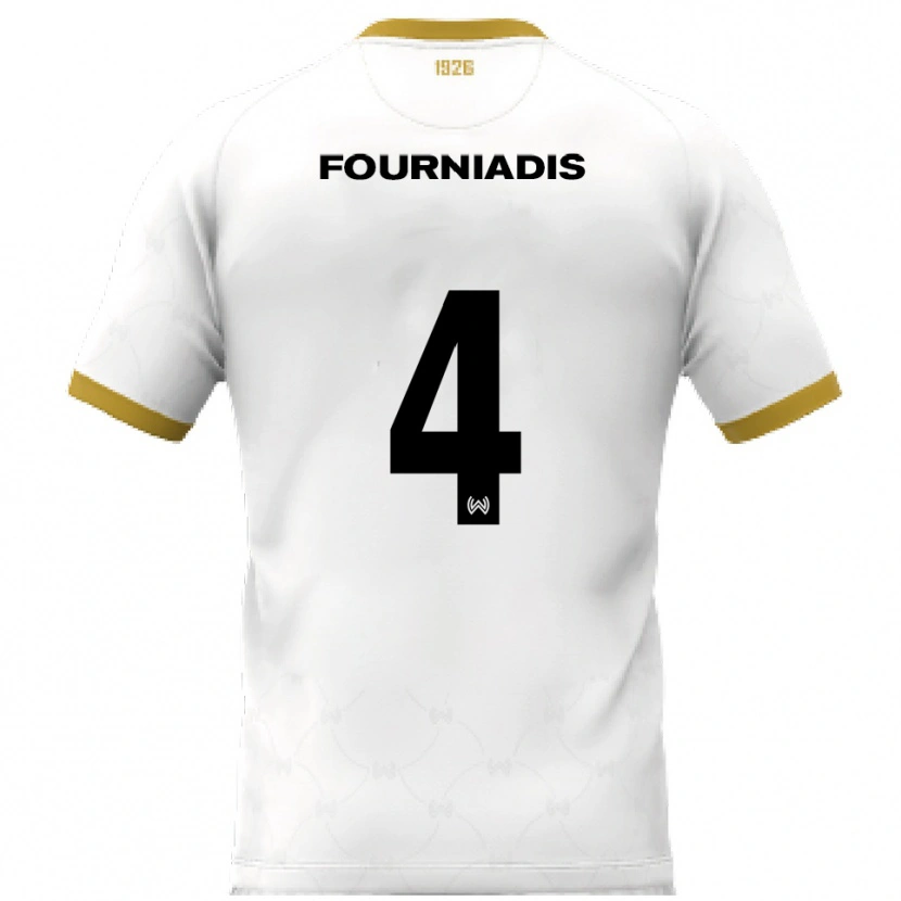 Danxen Herren Linos Fourniadis #4 Weiß Gold Auswärtstrikot Trikot 2025/26 T-Shirt