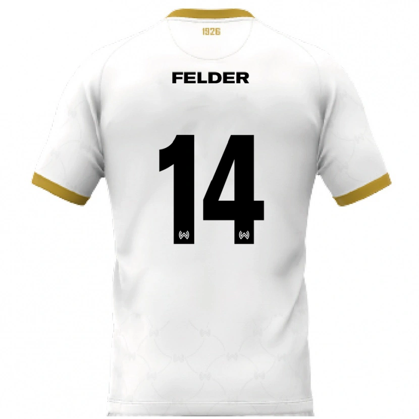 Danxen Herren Mohamed Felder #14 Weiß Gold Auswärtstrikot Trikot 2025/26 T-Shirt