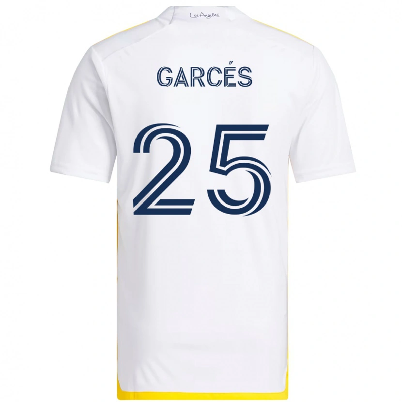 Danxen Kinder Carlos Garcés #25 Weiß Gelb Heimtrikot Trikot 2025/26 T-Shirt