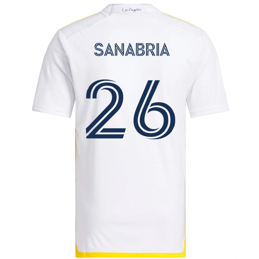Danxen Kinder Lucas Sanabria #26 Weiß Gelb Heimtrikot Trikot 2025/26 T-Shirt