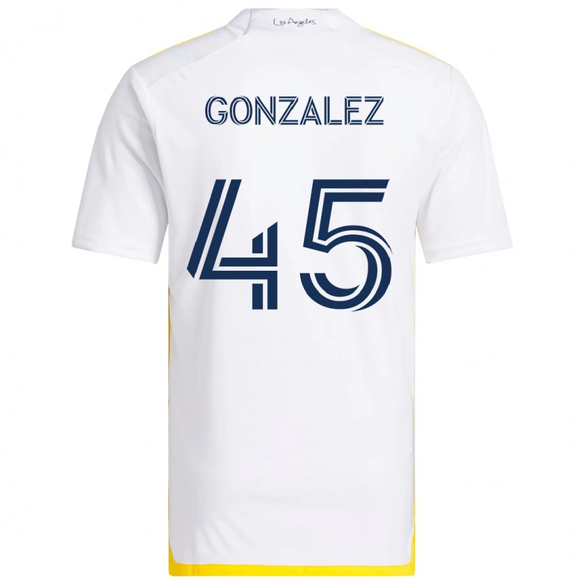 Danxen Kinder Adrián González #45 Weiß Gelb Heimtrikot Trikot 2025/26 T-Shirt