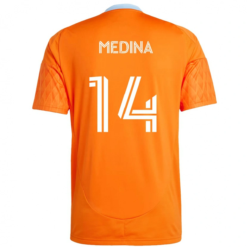Danxen Kinder Jeferson Medina #14 Orange Weiß Heimtrikot Trikot 2025/26 T-Shirt