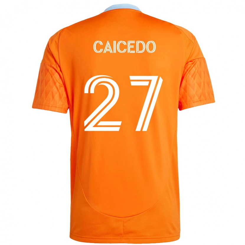 Danxen Kinder Luis Caicedo #27 Orange Weiß Heimtrikot Trikot 2025/26 T-Shirt