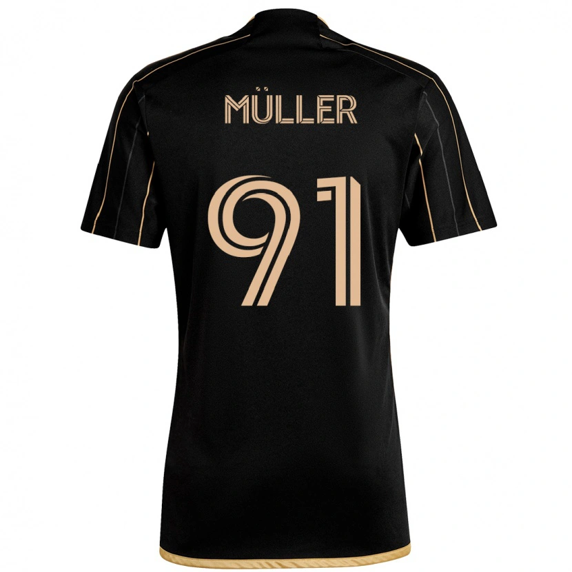 Danxen Kinder Luis Müller #91 Schwarz Braun Heimtrikot Trikot 2025/26 T-Shirt