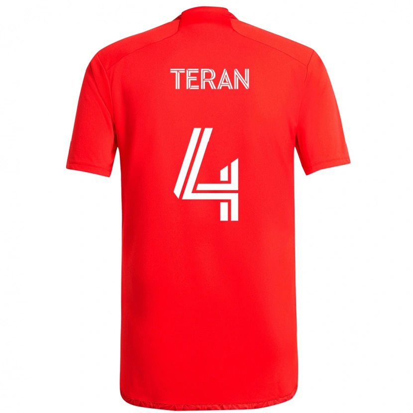 Danxen Kinder Carlos Terán #4 Rot Weiß Heimtrikot Trikot 2025/26 T-Shirt