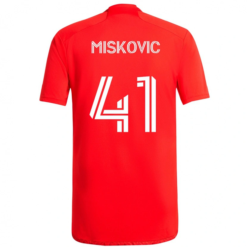 Danxen Kinder Mihajlo Miskovic #41 Rot Weiß Heimtrikot Trikot 2025/26 T-Shirt