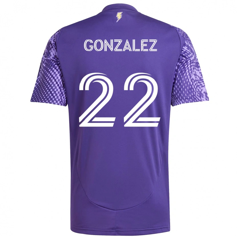Danxen Kinder Gastón González #22 Lila Weiß Heimtrikot Trikot 2025/26 T-Shirt