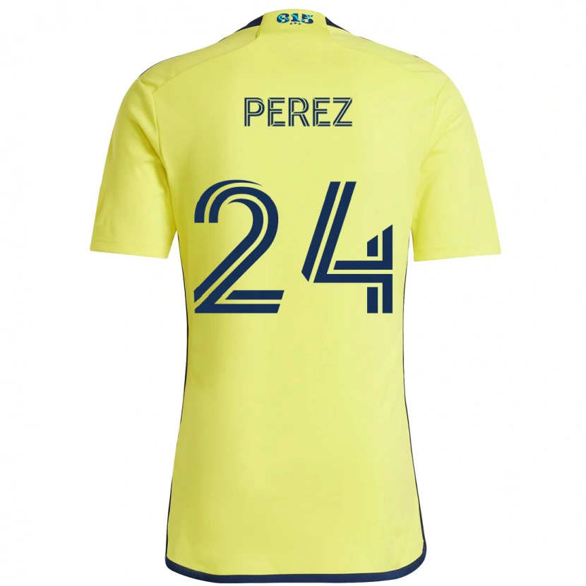 Danxen Kinder Jonathan Pérez #24 Gelb Marineblau Heimtrikot Trikot 2025/26 T-Shirt