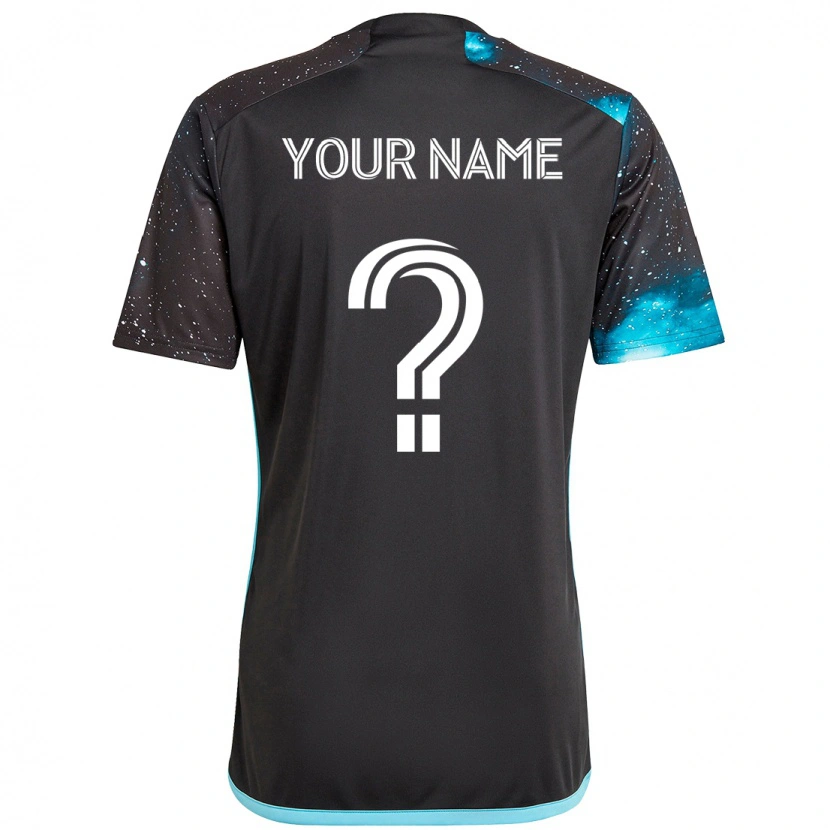 Danxen Kinder Ihren Namen #0 Schwarz Blau Heimtrikot Trikot 2025/26 T-Shirt