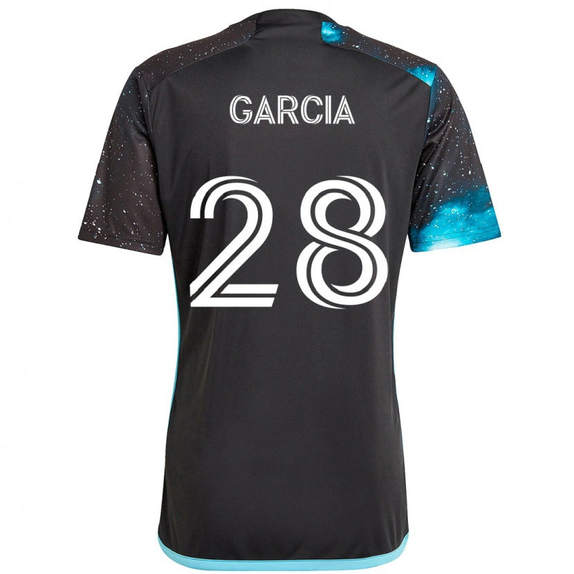 Danxen Kinder Mender García #28 Schwarz Blau Heimtrikot Trikot 2025/26 T-Shirt