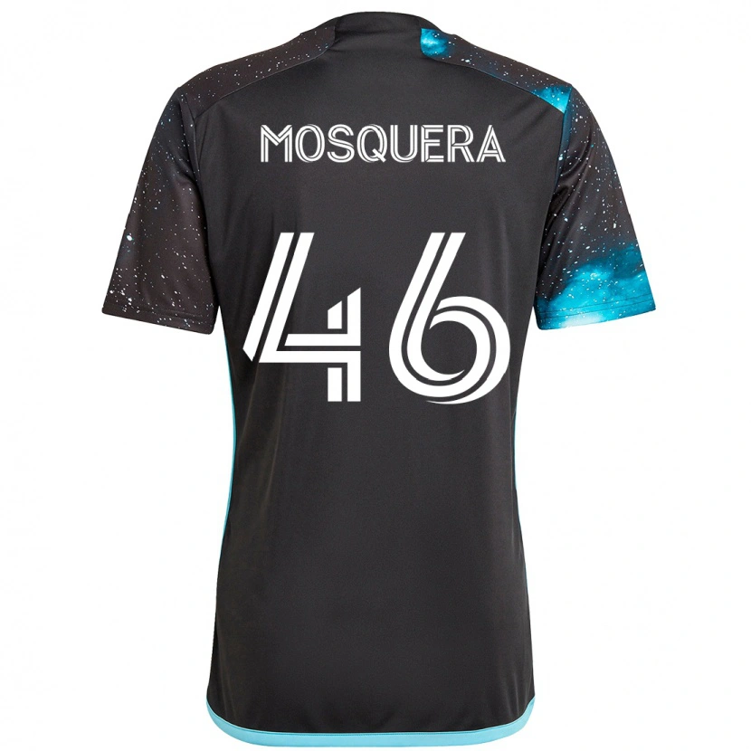 Danxen Kinder Juan Camilo Mosquera #46 Schwarz Blau Heimtrikot Trikot 2025/26 T-Shirt