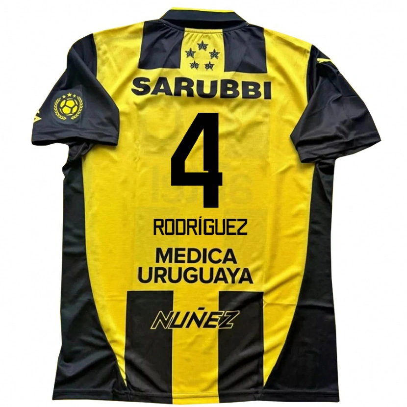 Danxen Kinder Guzmán Rodríguez #4 Gelb Schwarz Heimtrikot Trikot 2025/26 T-Shirt