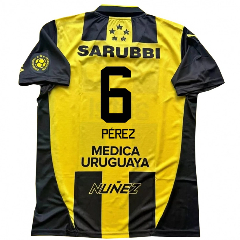 Danxen Kinder Rodrigo Pérez #6 Gelb Schwarz Heimtrikot Trikot 2025/26 T-Shirt