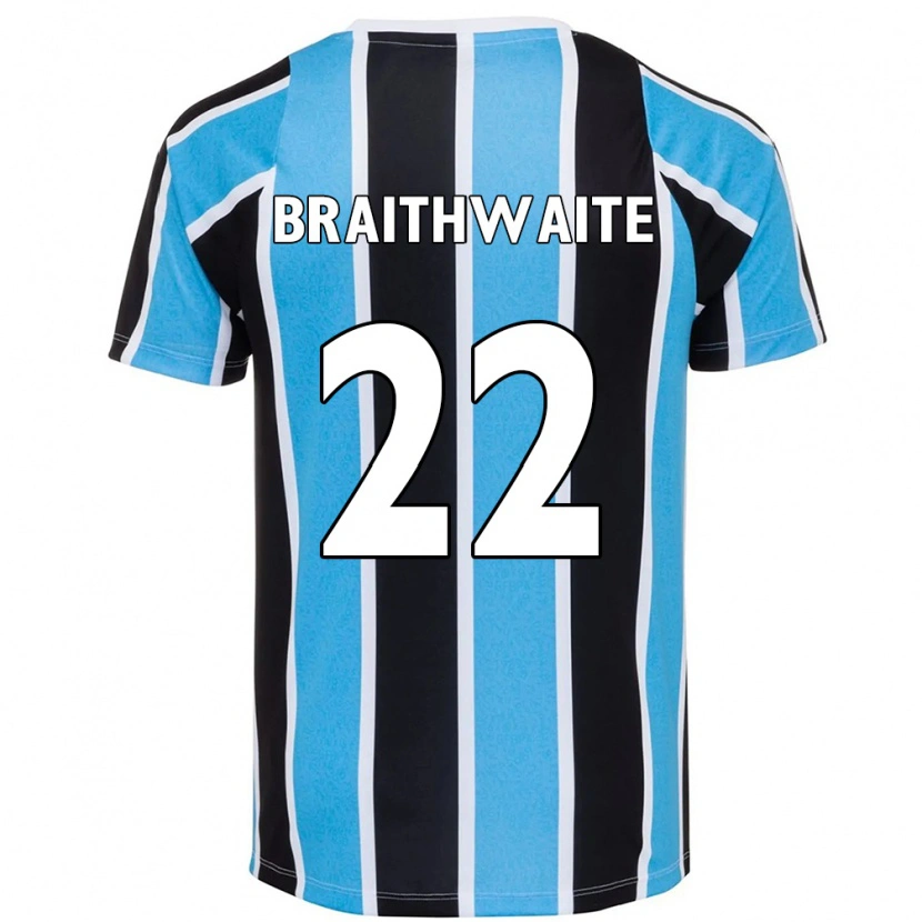 Danxen Kinder Martin Braithwaite #22 Blau Schwarz Weiß Heimtrikot Trikot 2025/26 T-Shirt