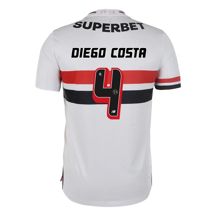 Danxen Kinder Diego Costa #4 Rot Schwarz Weiß Heimtrikot Trikot 2025/26 T-Shirt