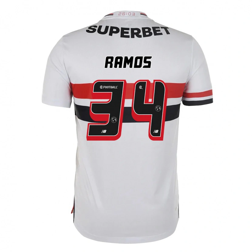 Danxen Kinder Raí Ramos #34 Rot Schwarz Weiß Heimtrikot Trikot 2025/26 T-Shirt