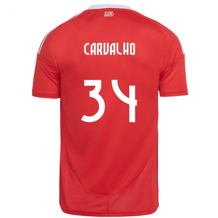 Danxen Kinder Gabriel Carvalho #34 Rot Weiß Heimtrikot Trikot 2025/26 T-Shirt