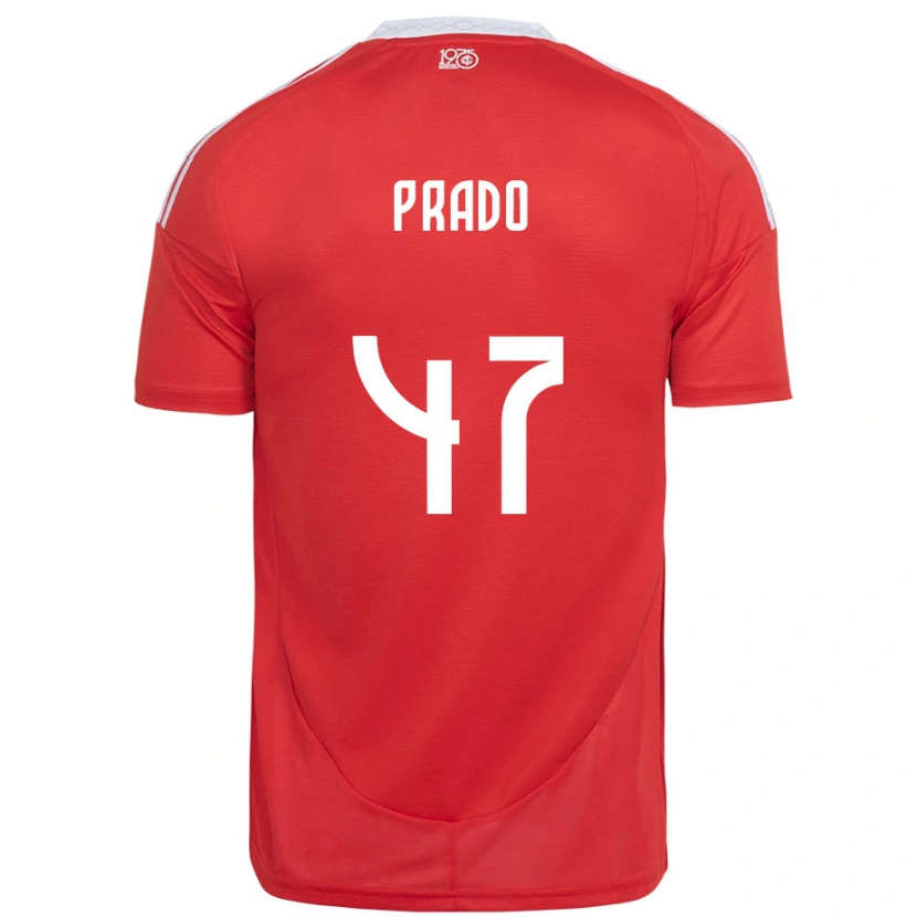 Danxen Kinder Gustavo Prado #47 Rot Weiß Heimtrikot Trikot 2025/26 T-Shirt