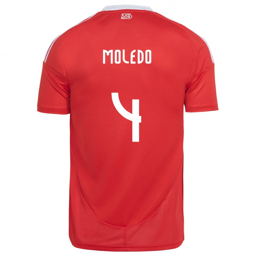 Danxen Kinder Rodrigo Moledo #4 Rot Weiß Heimtrikot Trikot 2025/26 T-Shirt