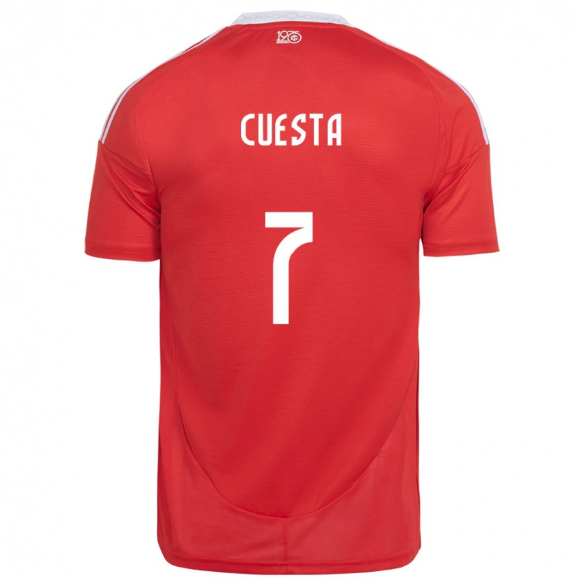 Danxen Kinder Juan Manuel Cuesta #7 Rot Weiß Heimtrikot Trikot 2025/26 T-Shirt