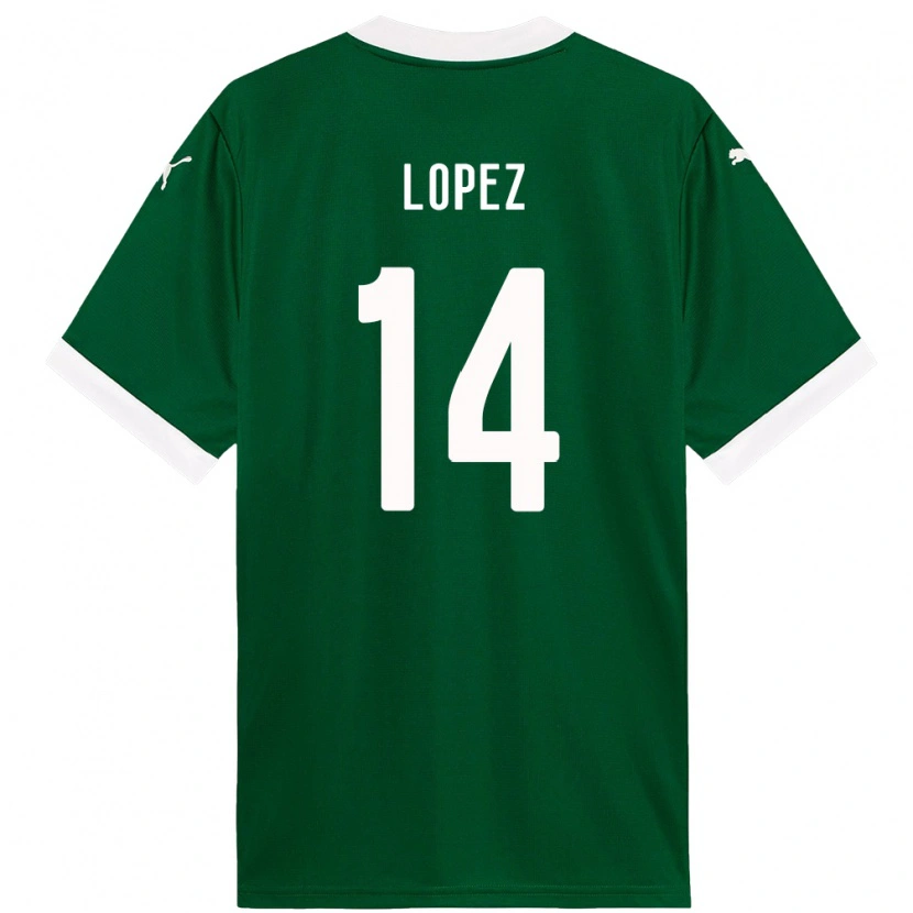 Danxen Kinder David Lopez #14 Grün Weiß Heimtrikot Trikot 2025/26 T-Shirt