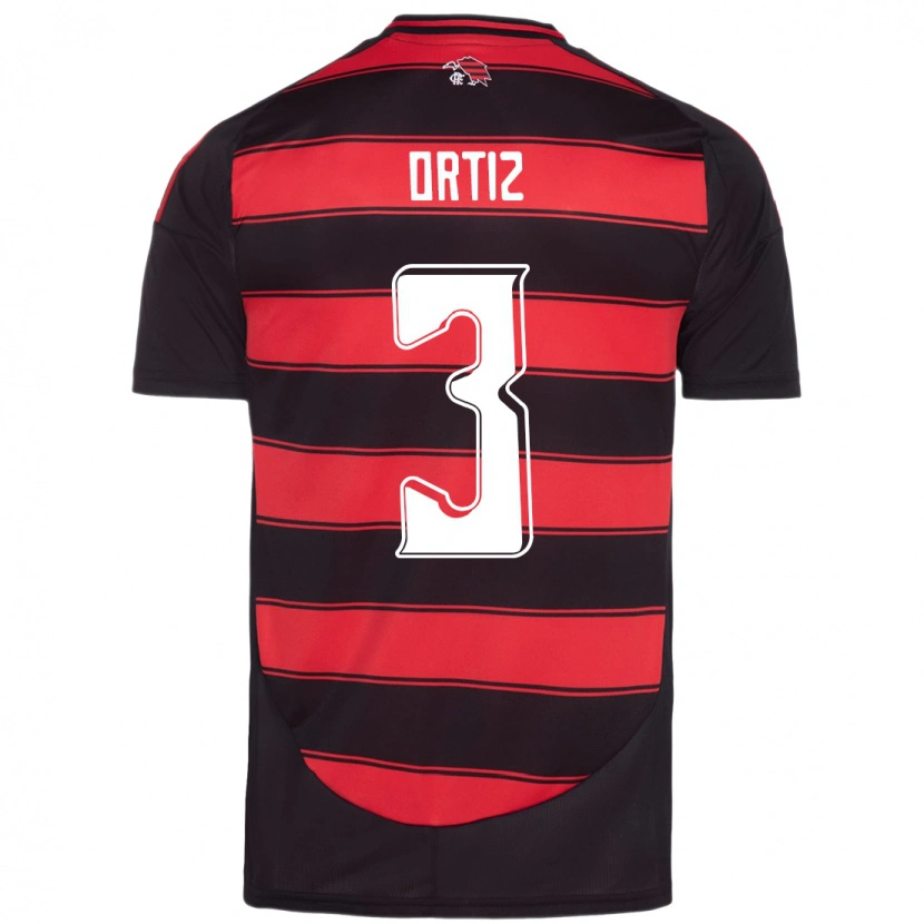 Danxen Kinder Léo Ortiz #3 Rot Schwarz Heimtrikot Trikot 2025/26 T-Shirt