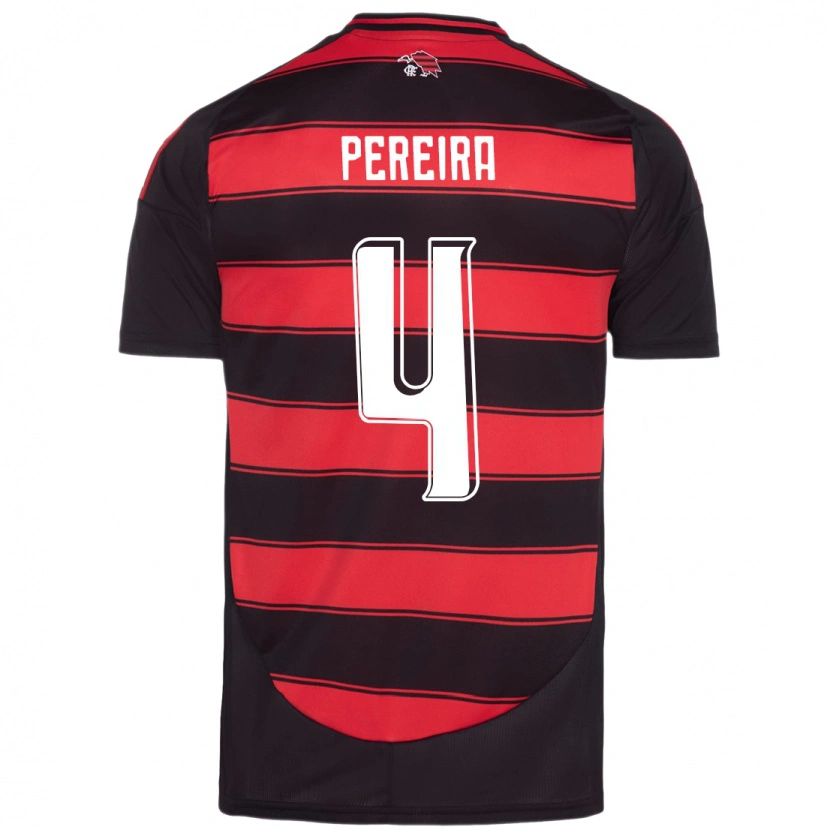 Danxen Kinder Léo Pereira #4 Rot Schwarz Heimtrikot Trikot 2025/26 T-Shirt
