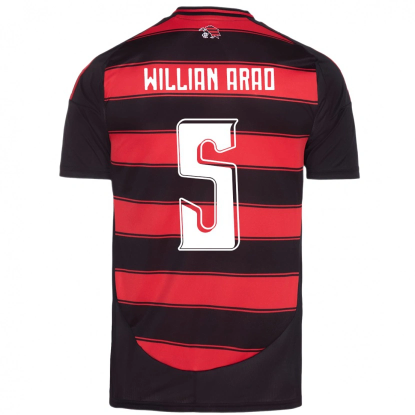 Danxen Kinder Willian Arao #5 Rot Schwarz Heimtrikot Trikot 2025/26 T-Shirt