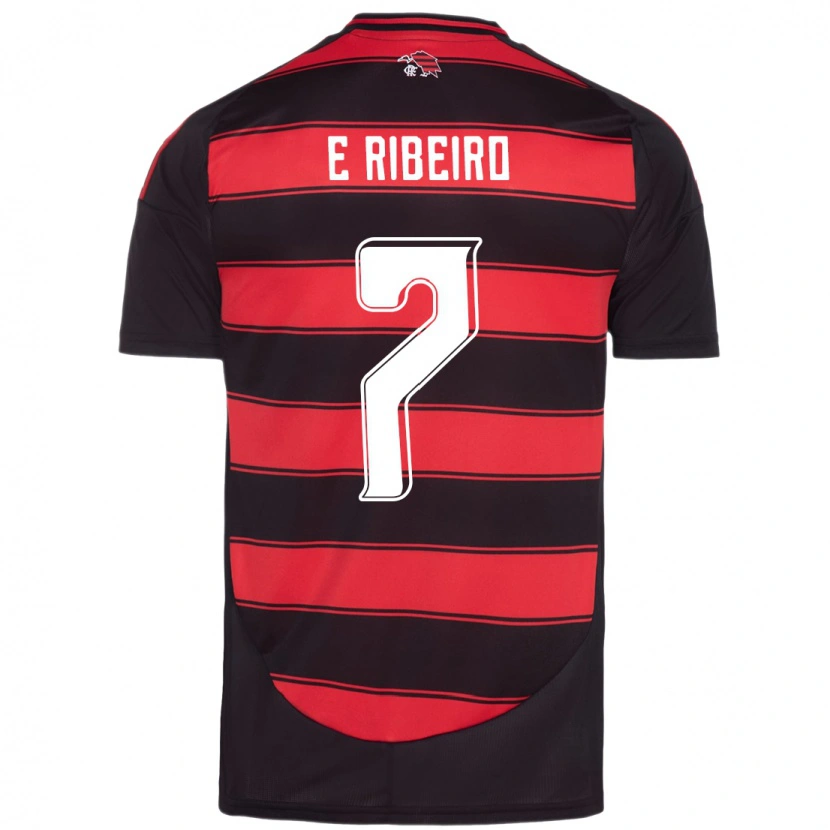 Danxen Kinder Everton Ribeiro #7 Rot Schwarz Heimtrikot Trikot 2025/26 T-Shirt