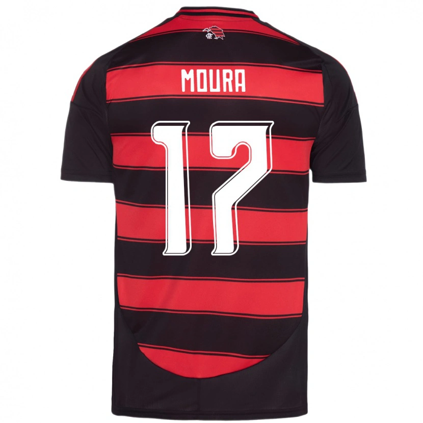 Danxen Kinder Hugo Moura #17 Rot Schwarz Heimtrikot Trikot 2025/26 T-Shirt