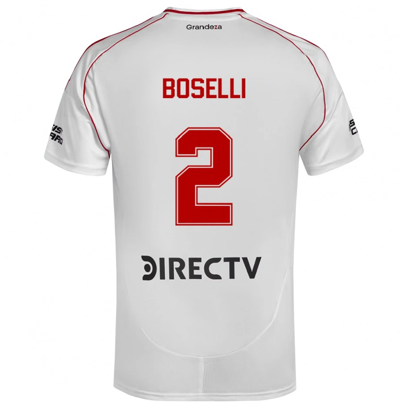 Danxen Kinder Sebastián Boselli #2 Weiß Rot Heimtrikot Trikot 2025/26 T-Shirt