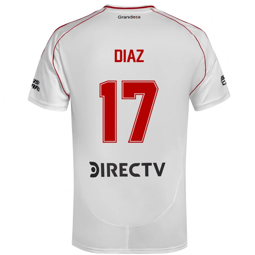 Danxen Kinder Paulo Díaz #17 Weiß Rot Heimtrikot Trikot 2025/26 T-Shirt