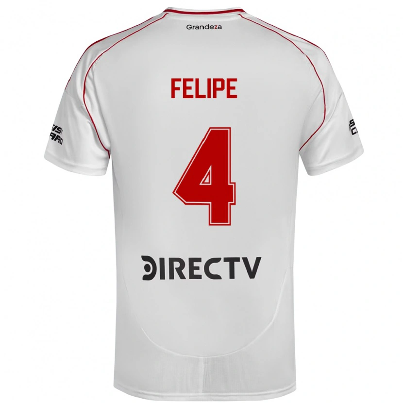 Danxen Kinder Carina Felipe Silva #4 Weiß Rot Heimtrikot Trikot 2025/26 T-Shirt