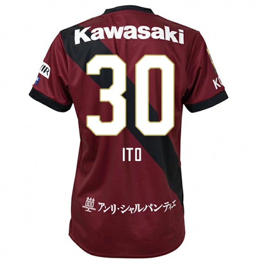 Danxen Kinder Genta Ito #30 Burgunder Schwarz Heimtrikot Trikot 2025/26 T-Shirt