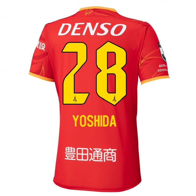 Danxen Kinder Akira Yoshida #28 Rot Gelb Heimtrikot Trikot 2025/26 T-Shirt