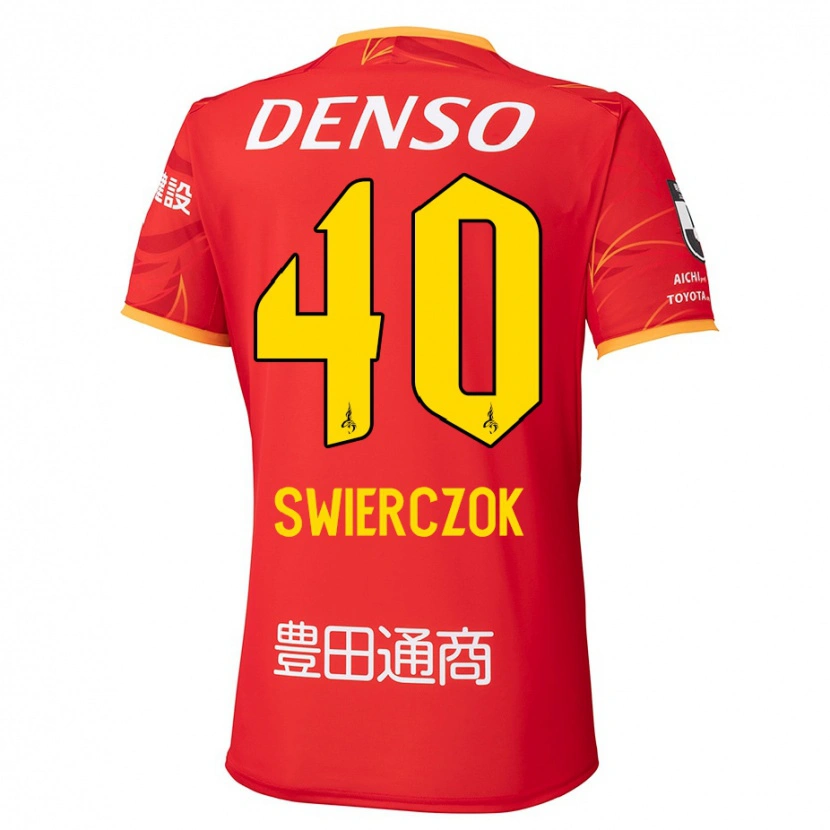 Danxen Kinder Jakub Swierczok #40 Rot Gelb Heimtrikot Trikot 2025/26 T-Shirt