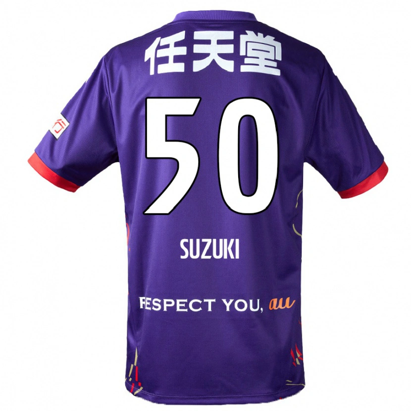 Danxen Kinder Yoshinori Suzuki #50 Lila Weiß Schwarz Heimtrikot Trikot 2025/26 T-Shirt