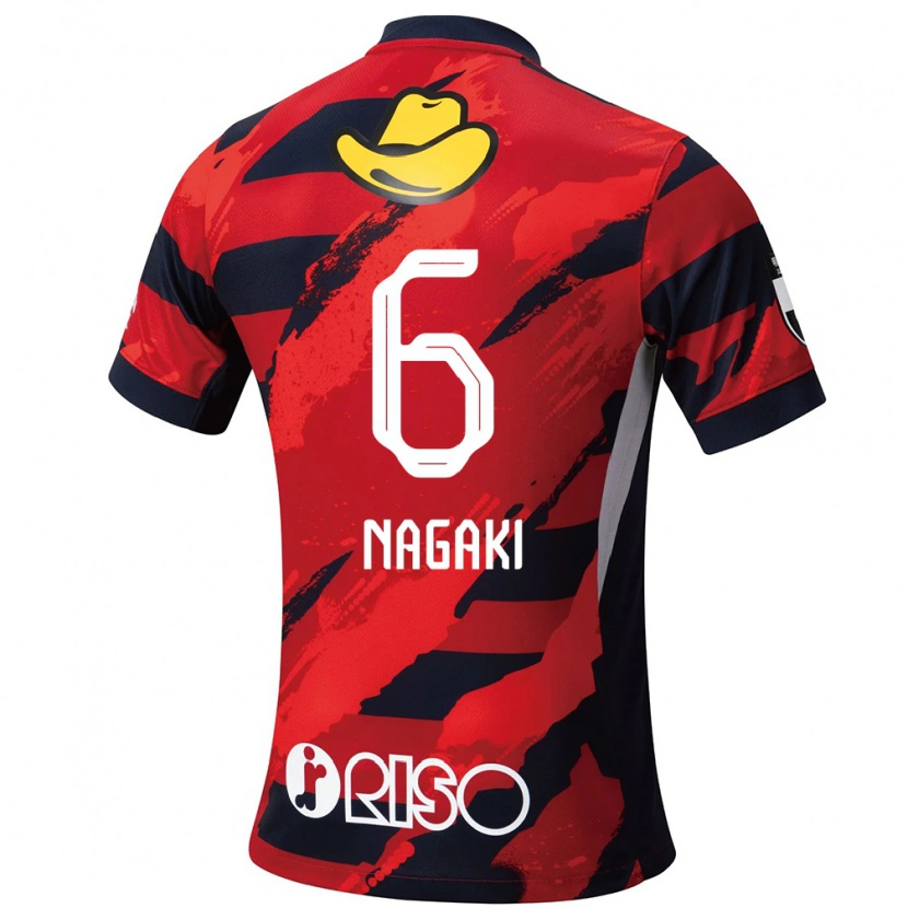 Danxen Kinder Ryota Nagaki #6 Rot Schwarz Heimtrikot Trikot 2025/26 T-Shirt