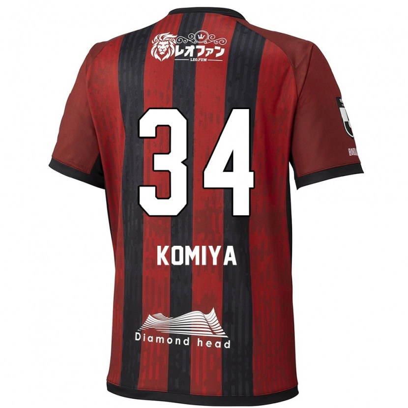 Danxen Kinder Masaki Komiya #34 Rot Schwarz Heimtrikot Trikot 2025/26 T-Shirt
