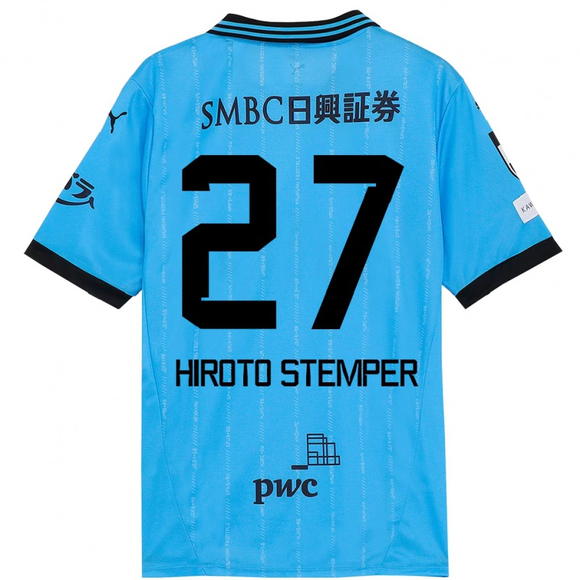 Danxen Kinder Luka Hiroto Stemper #27 Himmelblau Schwarz Heimtrikot Trikot 2025/26 T-Shirt