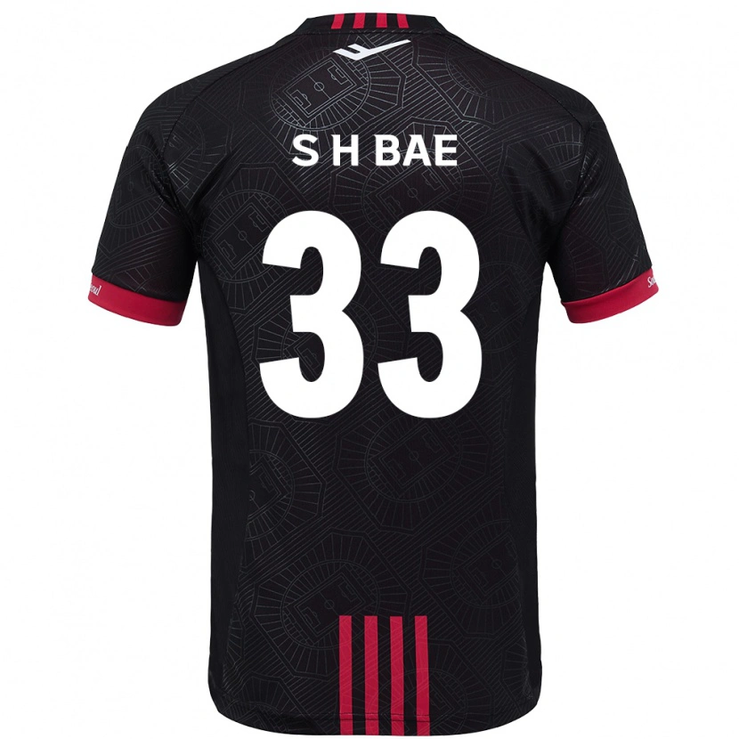 Danxen Kinder Hyun-Seo Bae #33 Schwarz Rot Heimtrikot Trikot 2025/26 T-Shirt