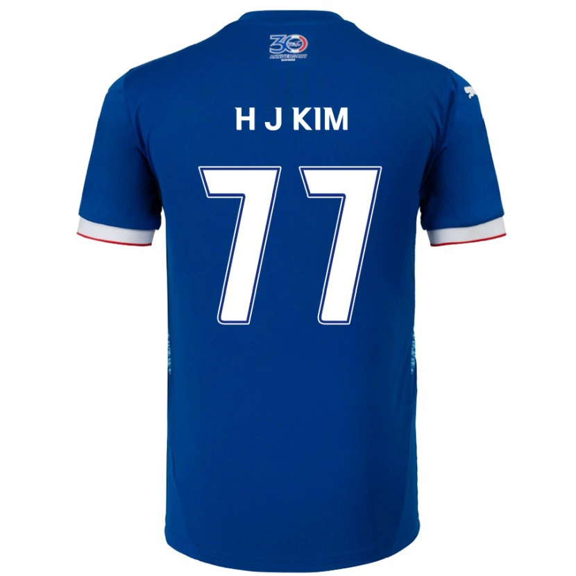 Danxen Kinder Ji-Hyun Kim #77 Königsblau Weiß Heimtrikot Trikot 2025/26 T-Shirt