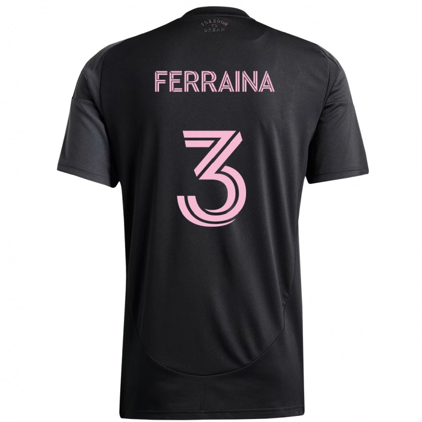 Danxen Kinder Giovanni Ferraina #3 Schwarz Rosa Auswärtstrikot Trikot 2025/26 T-Shirt