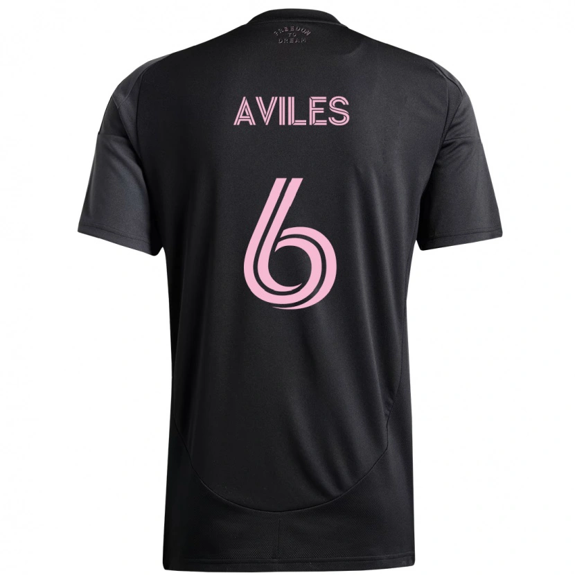 Danxen Kinder Tomás Avilés #6 Schwarz Rosa Auswärtstrikot Trikot 2025/26 T-Shirt