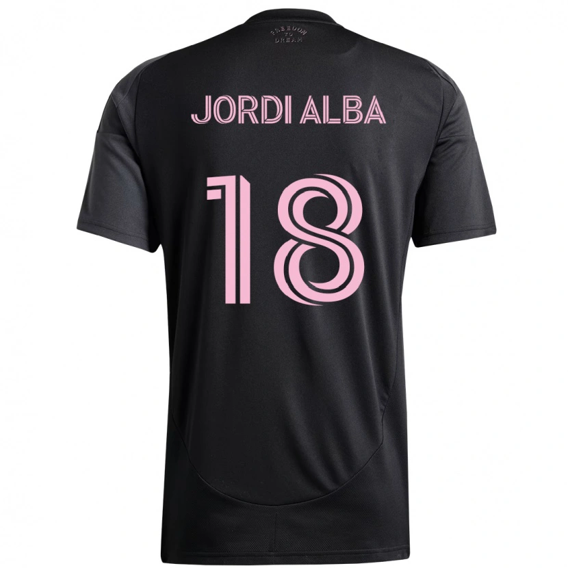 Danxen Kinder Jordi Alba #18 Schwarz Rosa Auswärtstrikot Trikot 2025/26 T-Shirt