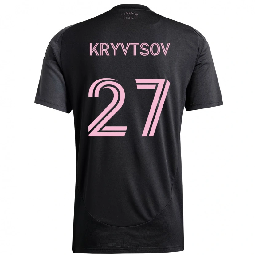 Danxen Kinder Sergiy Kryvtsov #27 Schwarz Rosa Auswärtstrikot Trikot 2025/26 T-Shirt