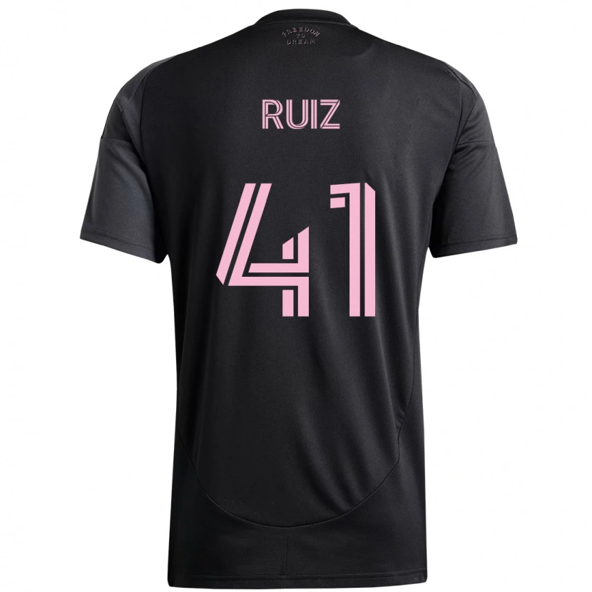 Danxen Kinder David Ruíz #41 Schwarz Rosa Auswärtstrikot Trikot 2025/26 T-Shirt