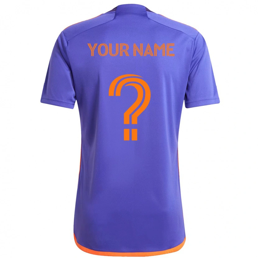 Danxen Kinder Ihren Namen #0 Lila Orange Auswärtstrikot Trikot 2025/26 T-Shirt