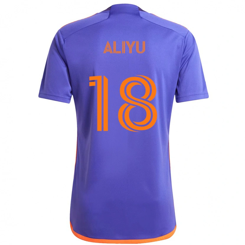 Danxen Kinder Ibrahim Aliyu #18 Lila Orange Auswärtstrikot Trikot 2025/26 T-Shirt